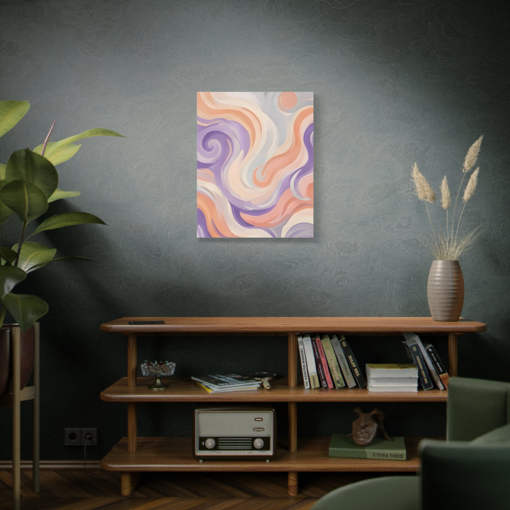 Abstract Swirl Matte Canvas Wall Art - Pastel Waves Stretched Print