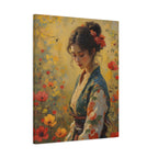 Asian Floral Lady Wall Art - Stretched Canvas