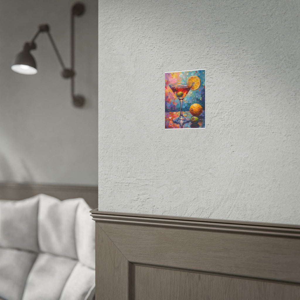Colorful martini glass with lemon and olive Wall Art - Poster