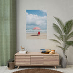 Sun-drenched beach memory with beach chair and umbrella - Poster