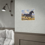 Running Black Stallion Wall Art - Horse Painting - Poster
