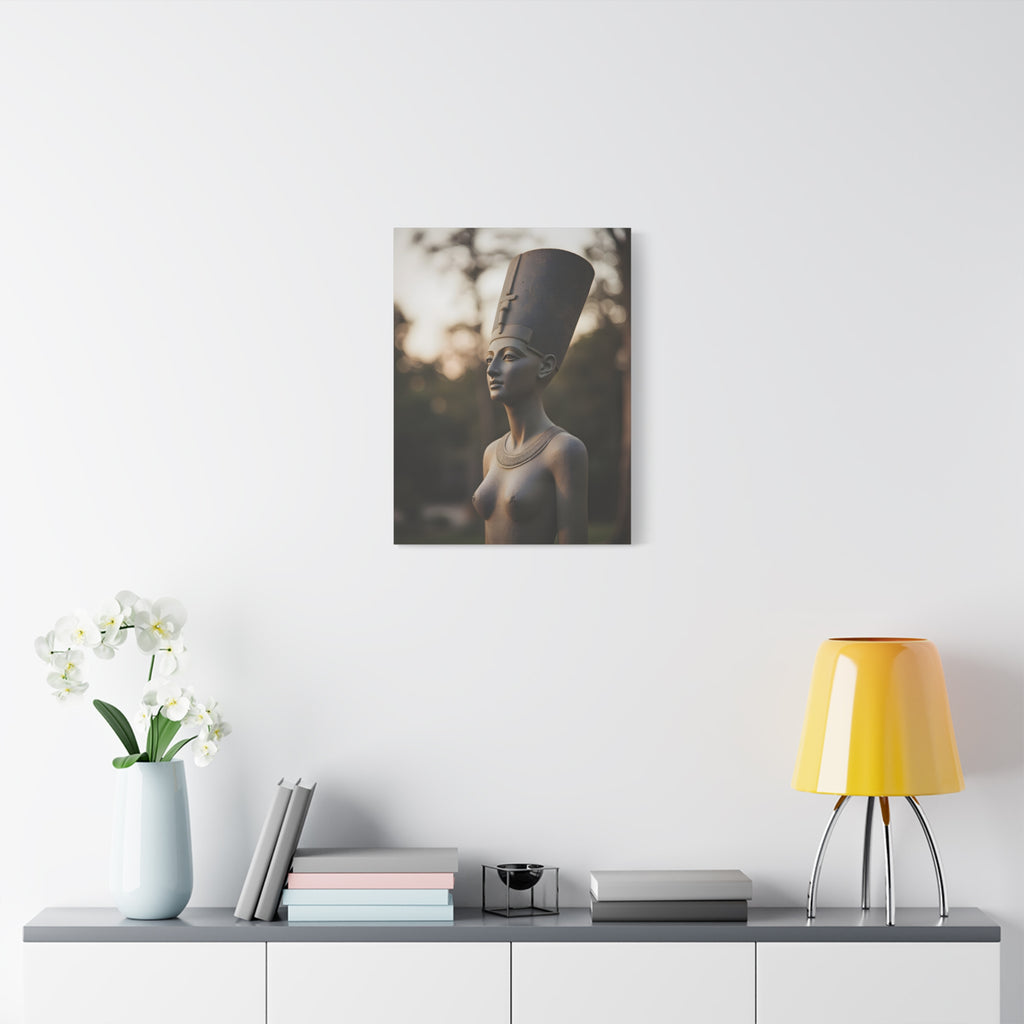 Nefertiti Bronze Statue Wall Art - Egyptian Sculpture Photography - Queen of Egypt - Stretched Canvas