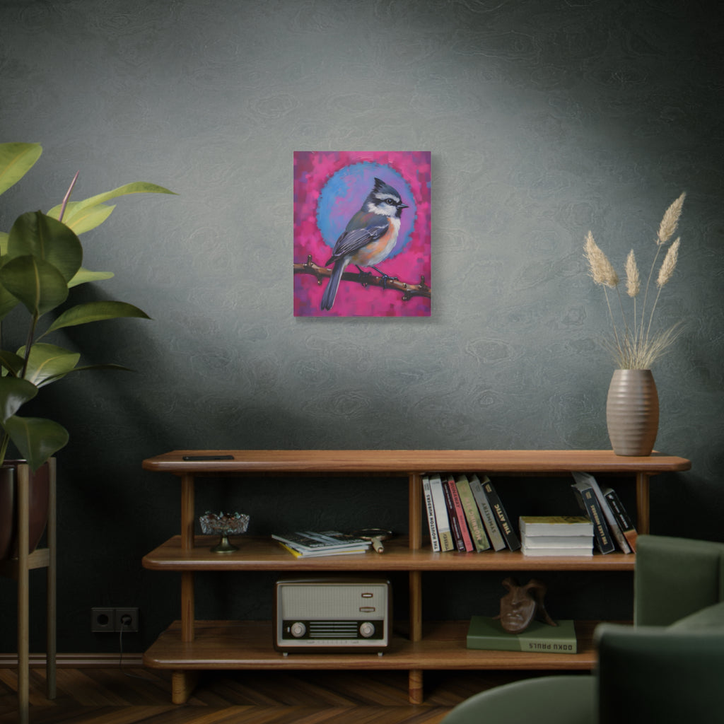 Buntes Meise-Vogel-Leinwandbild – matte Keilrahmenleinwand