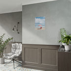 Een herinnering aan een zonovergoten stranddag met strandstoel en parasol - Poster 