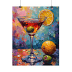 Colorful martini glass with lemon and olive Wall Art - Poster