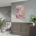 Abstract Swirl Poster - Peach & Lavender Fluid Art Rolled Wall Print