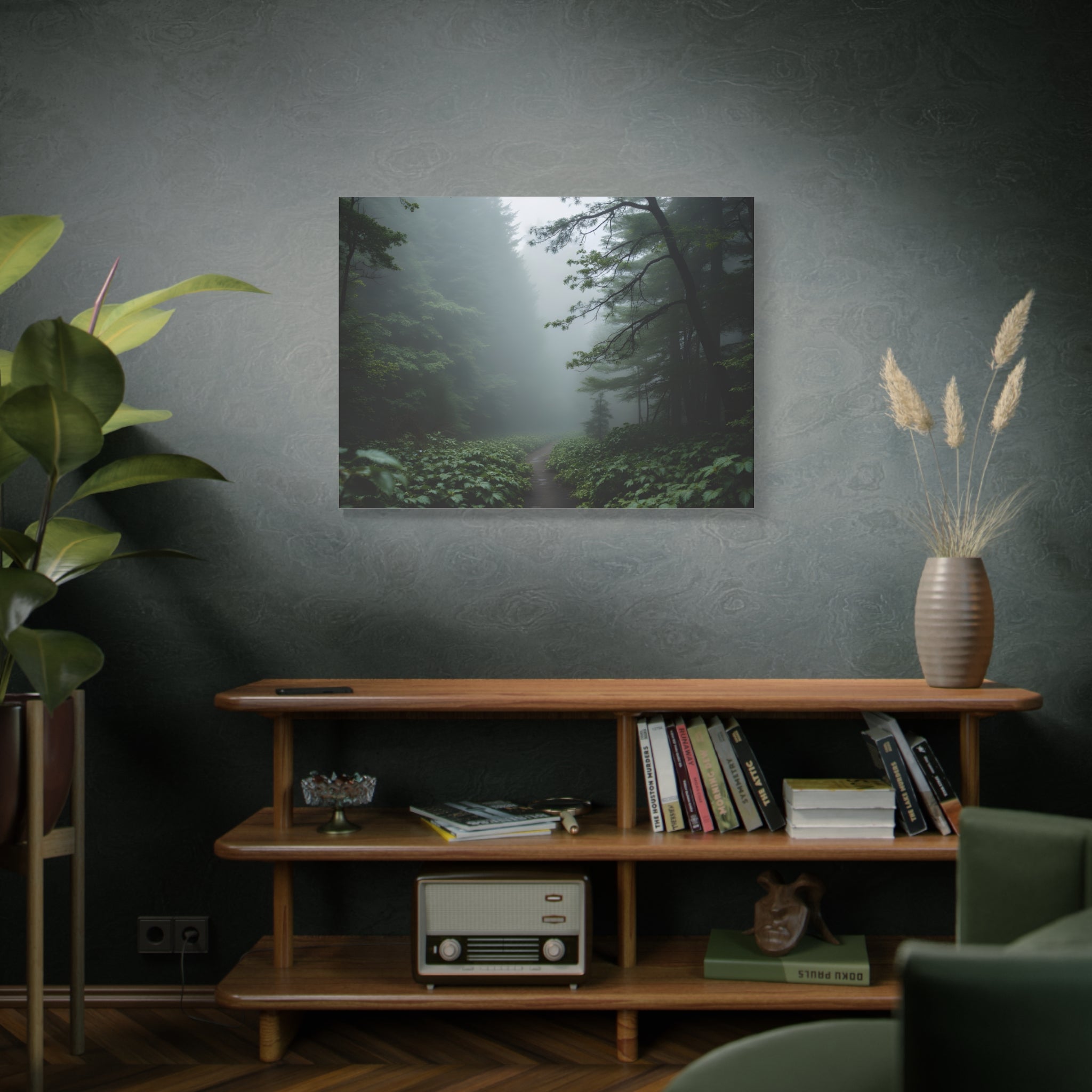 Misty Forest Path  Stretched Wall Art - Canvas Print