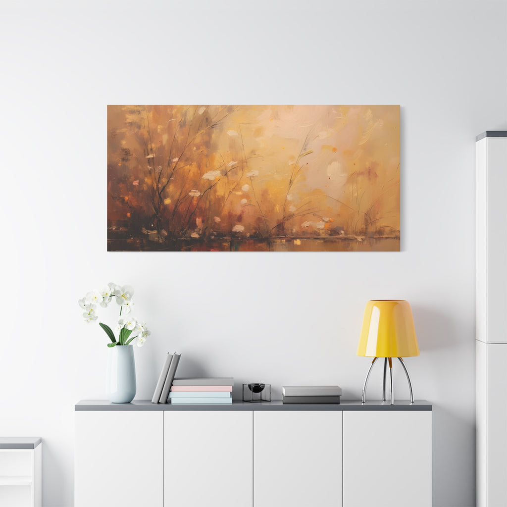 Golden Meadow Abstract Wall Art - Stretched Canvas