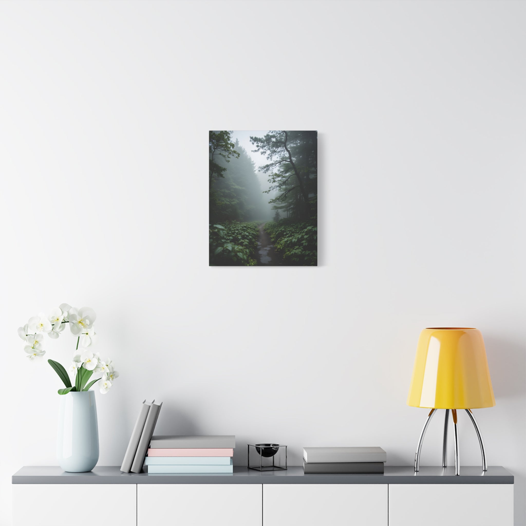 Misty Forest Path  Stretched Wall Art - Canvas Print
