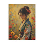 Asian Floral Lady Wall Art - Stretched Canvas