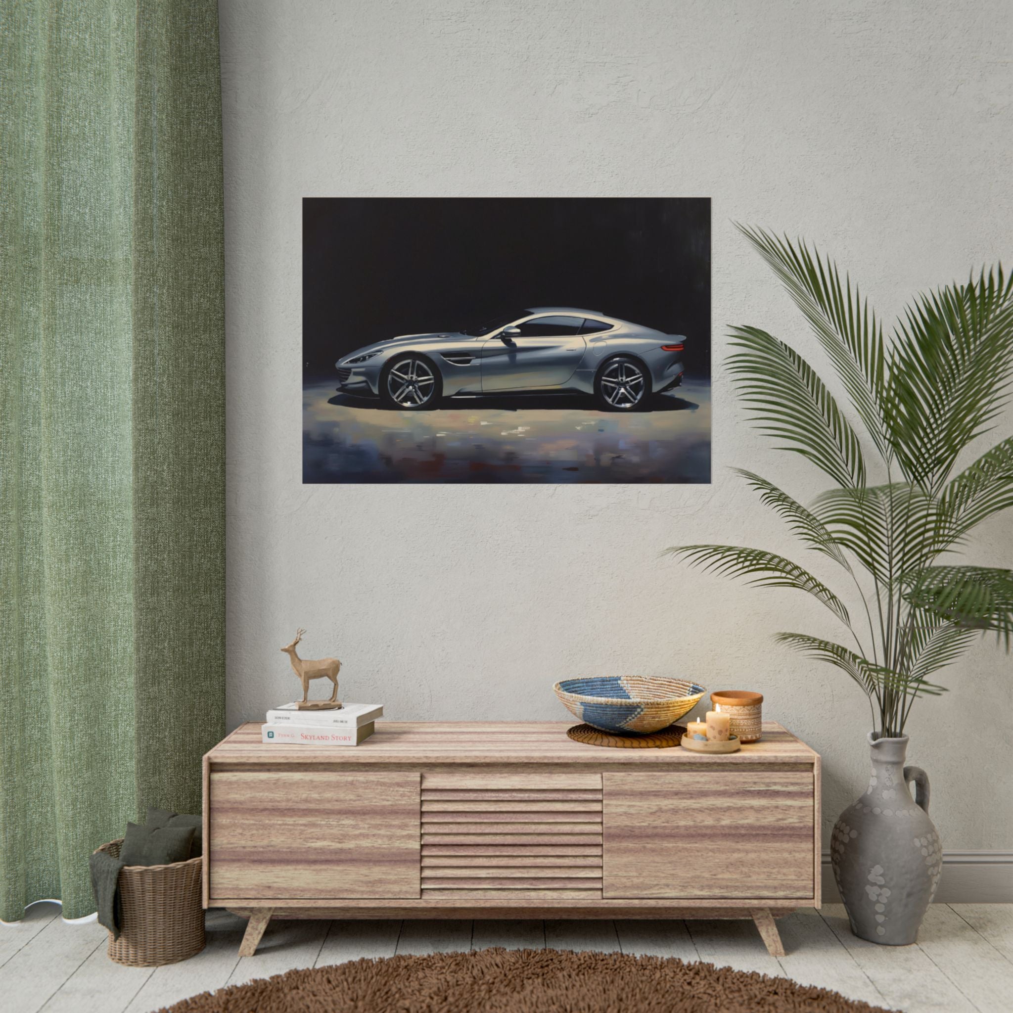 Sportwagen Poster - Zilveren GT Automotive Kunstprint (Opgerolde Poster)