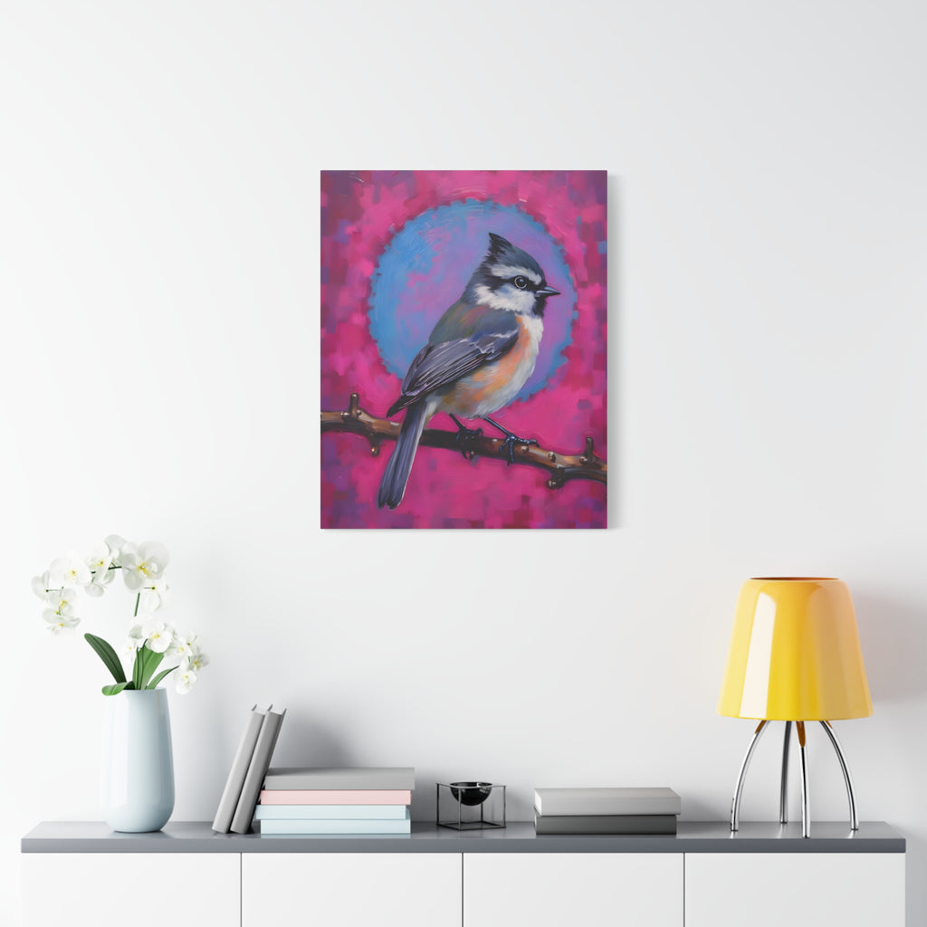 Buntes Meise-Vogel-Leinwandbild – matte Keilrahmenleinwand