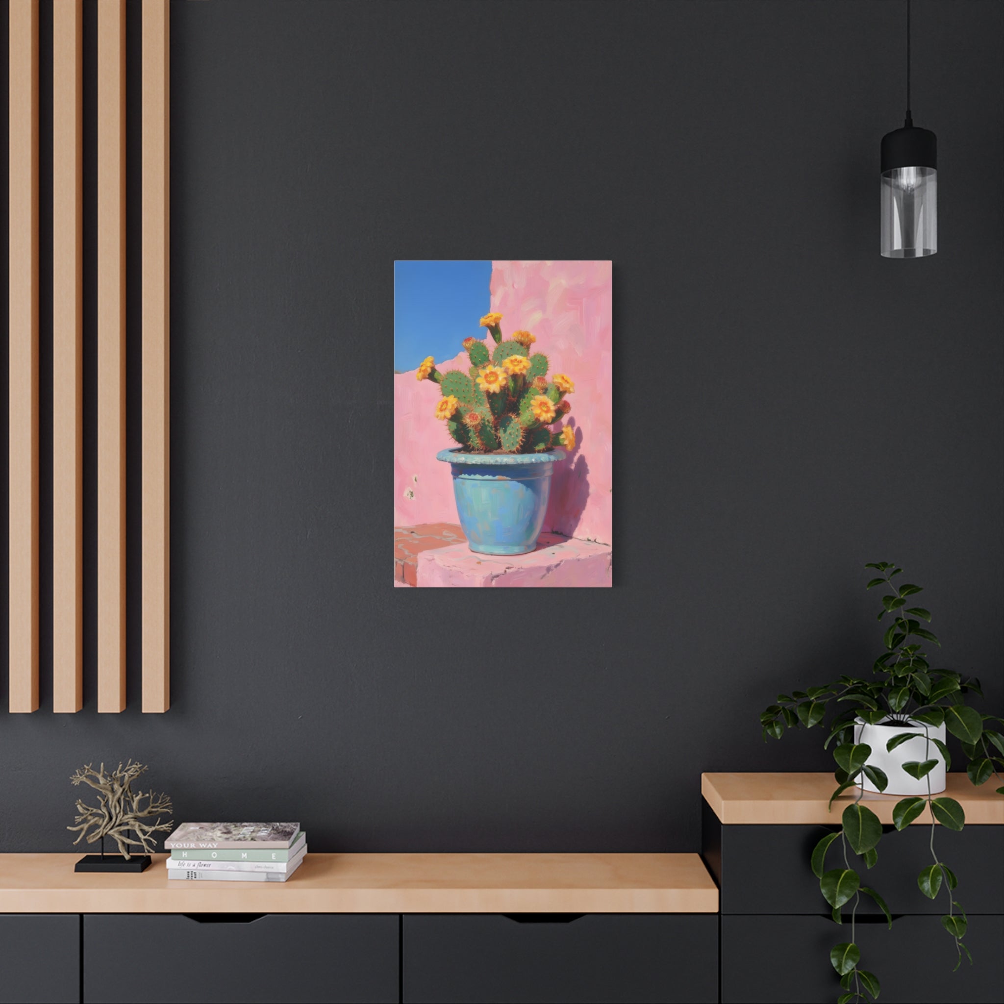 Cactus Pink Wall Art -  Stretched Canvas