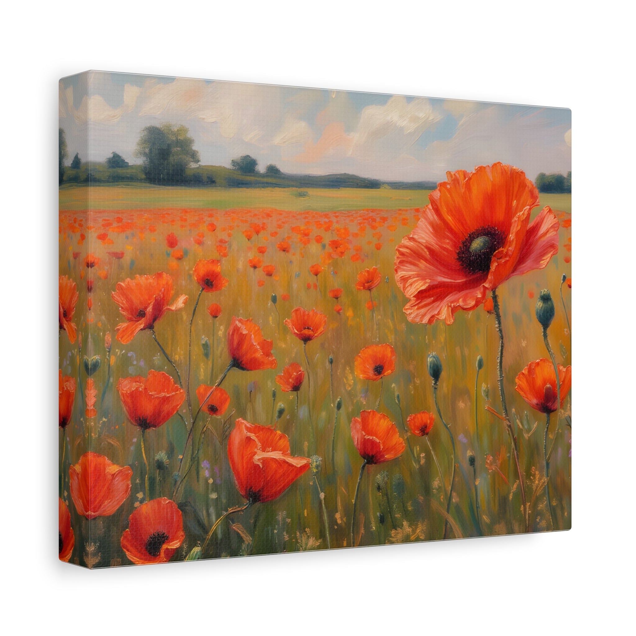 Poppy Field Canvas Wall Art — Matte Stretched Floral Painting