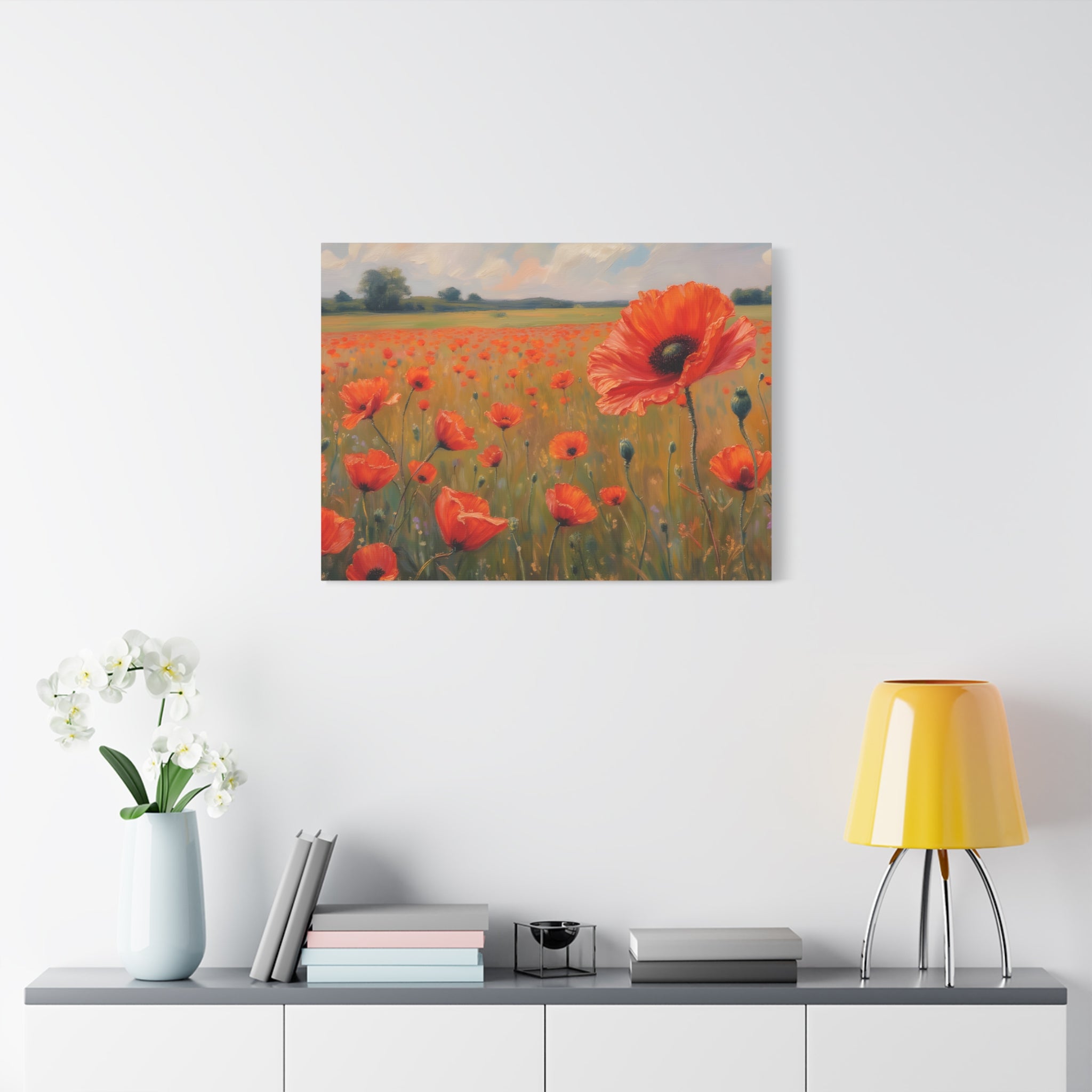 Poppy Field Canvas Wall Art — Matte Stretched Floral Painting