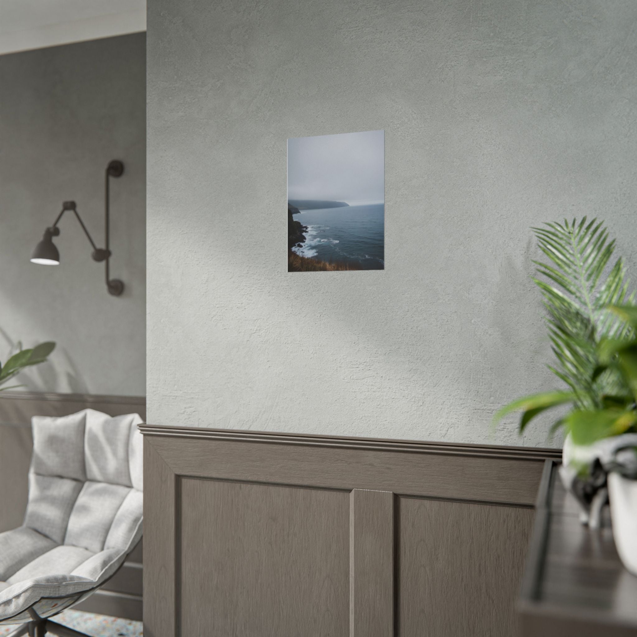 Foggy Coastal Cliff Wall Art  - Poster