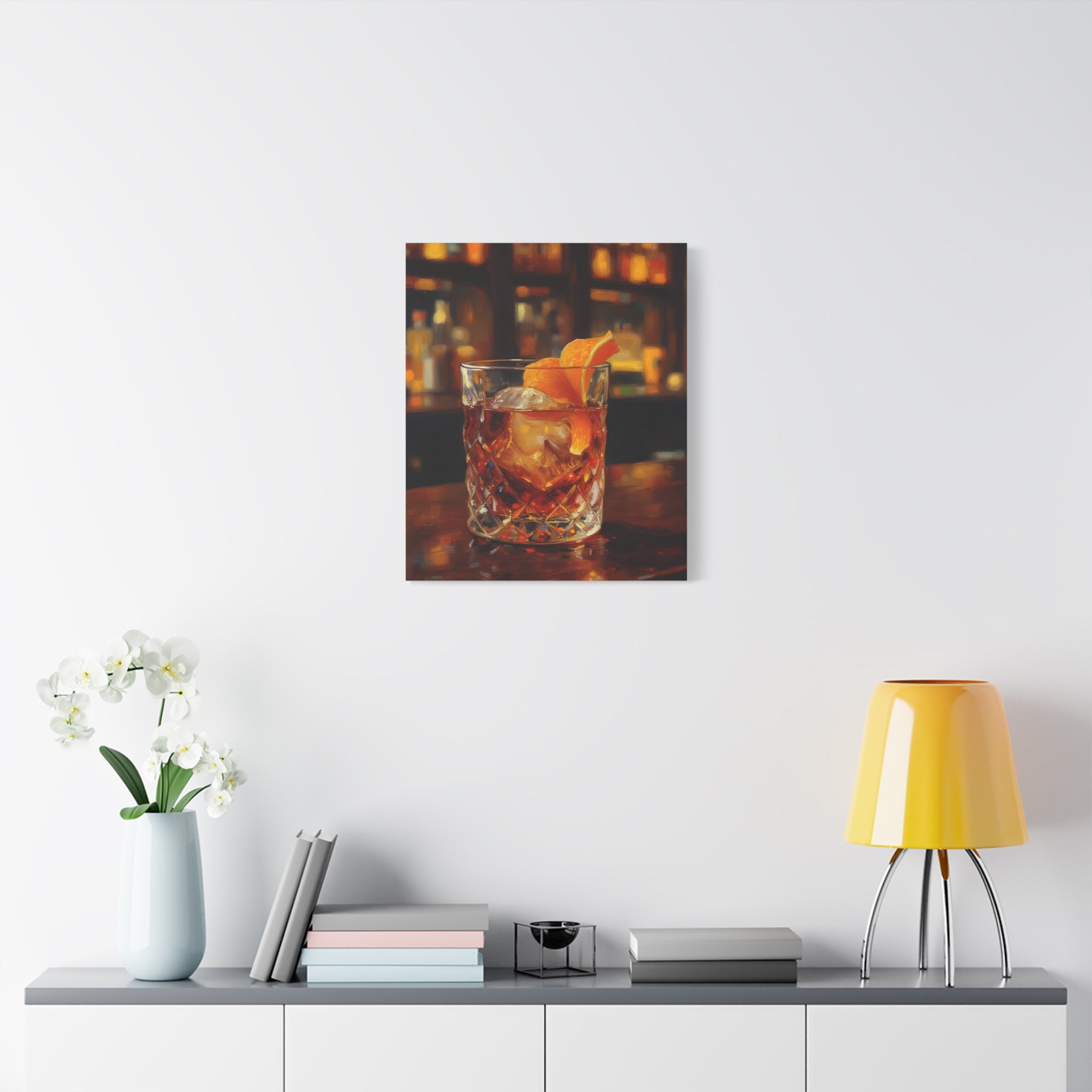 Whisky on Ice Wall Art -  Bar & Home Decor - Stretched Canvas