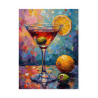 Colorful martini glass with lemon and olive Wall Art - Poster