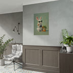 Green Bunny Rolled Poster — Cool Bunny with Camera Art Print