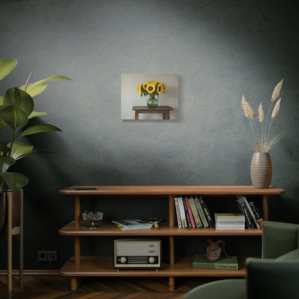 Sunflowers in Green Pitcher Wall Art - Stretched Canvas