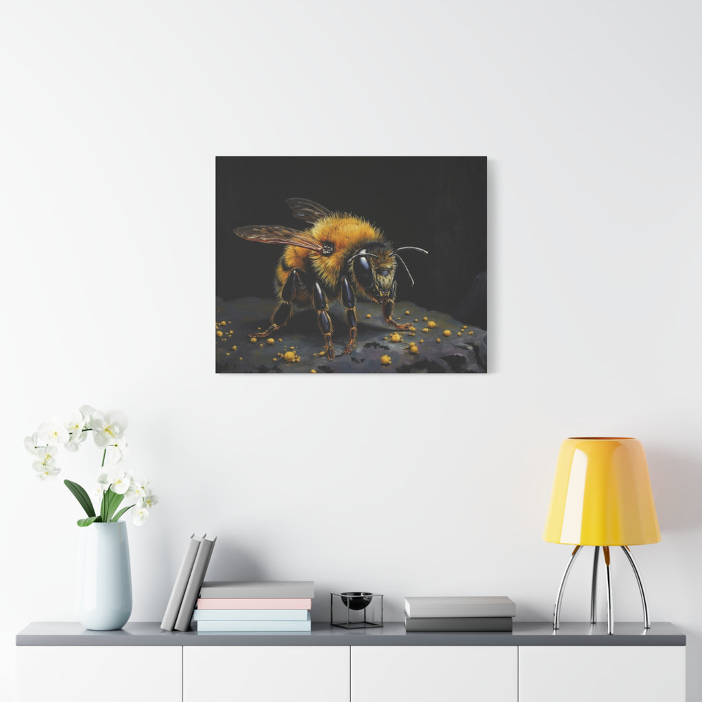 Bumblebee Canvas Print — Realistic Bee Wall Art on Matte Stretched Canvas