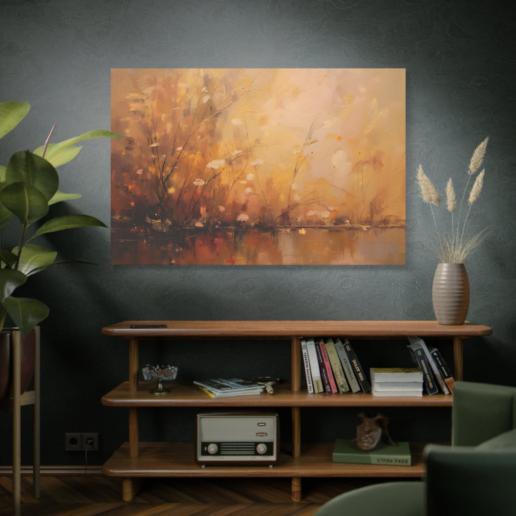 Golden Meadow Abstract Wall Art - Stretched Canvas