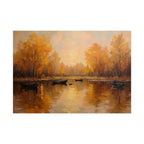 Autumn at the lake with rowboats - Poster