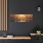 Autumn at the lake with rowboats Wall Art - Stretched Canvas