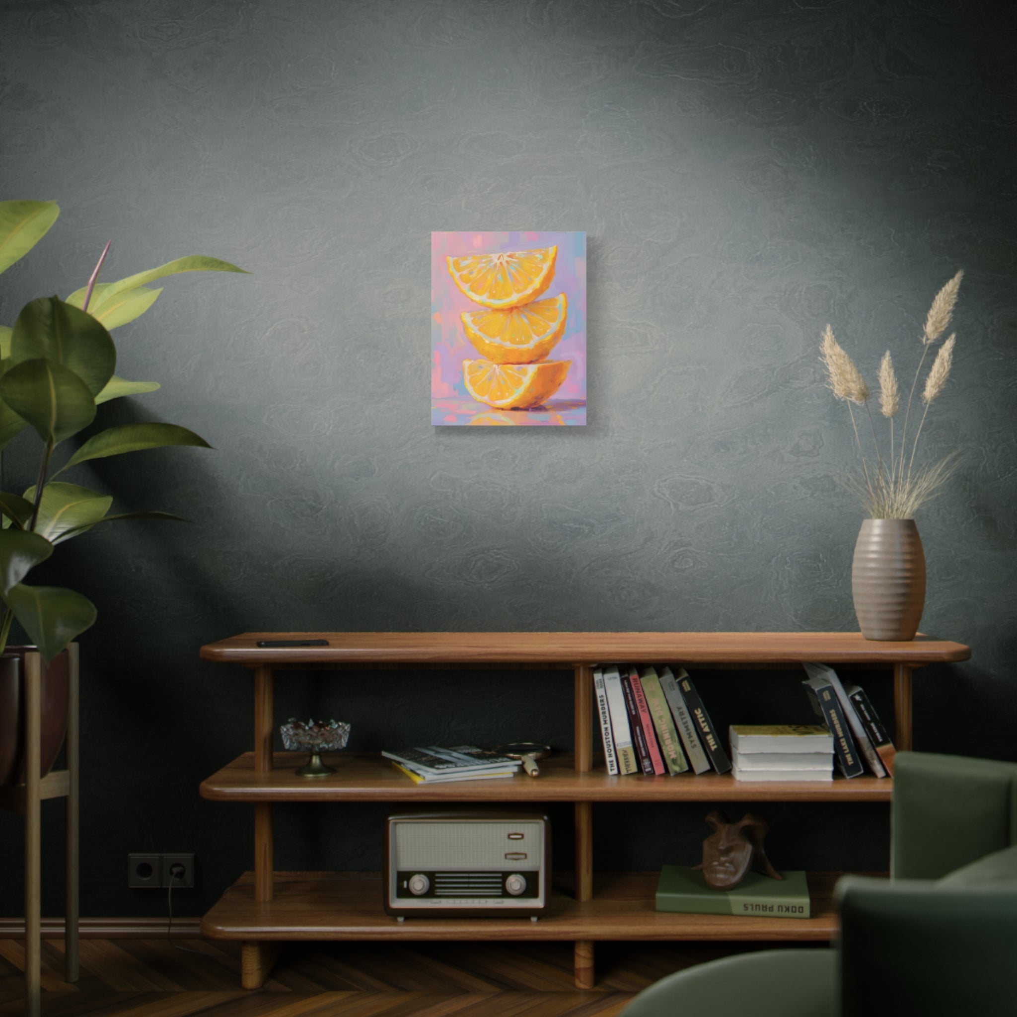 Citrus Slice - Stacked Lemon Wall Art - Stretched Canvas