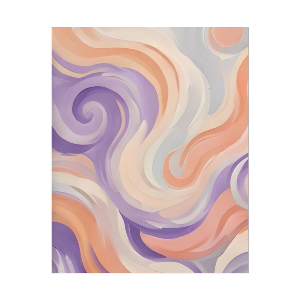 Abstract Swirl Poster - Peach & Lavender Fluid Art Rolled Wall Print