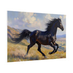 Running Black Stallion Wall Art - Horse Painting - Poster