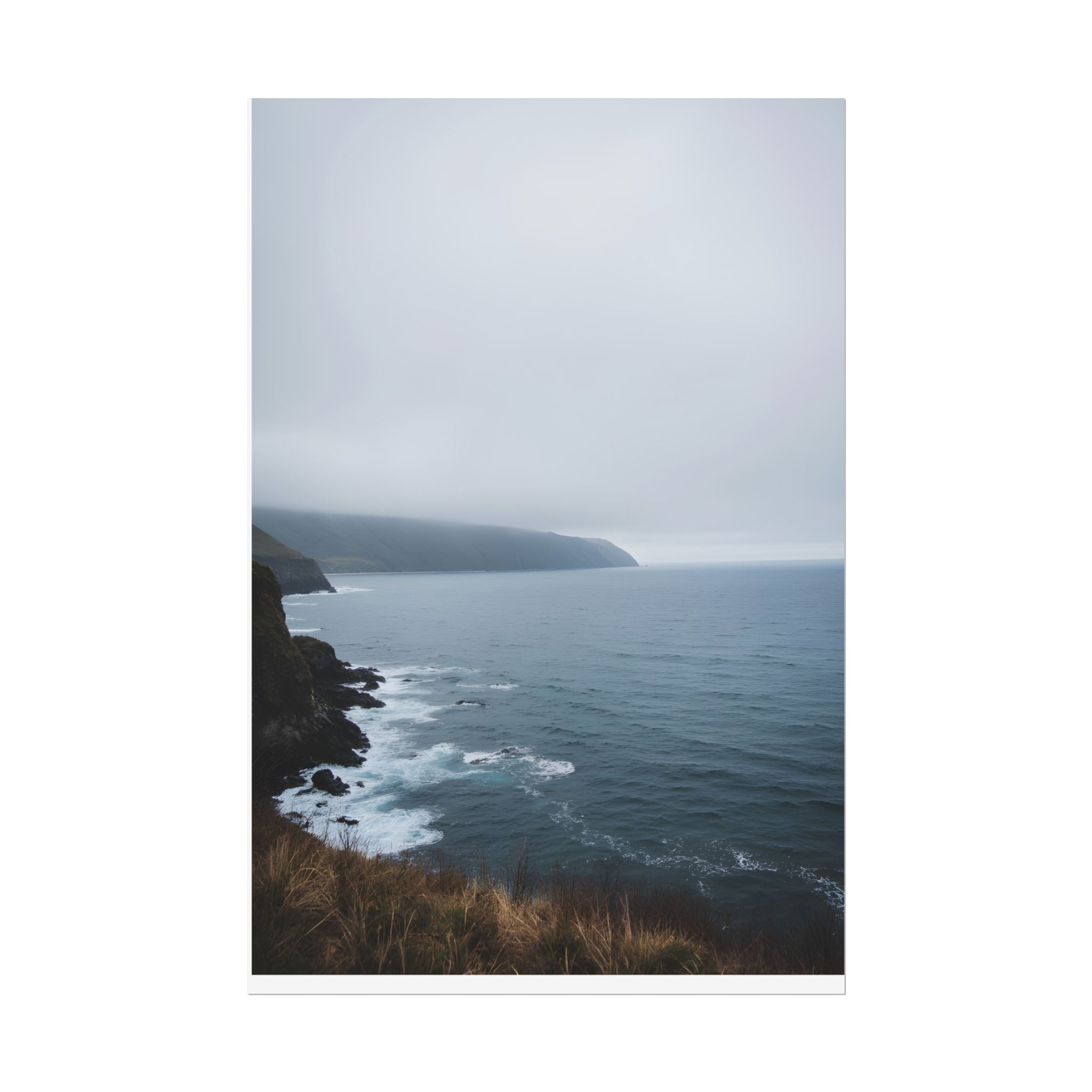 Foggy Coastal Cliff Wall Art  - Poster
