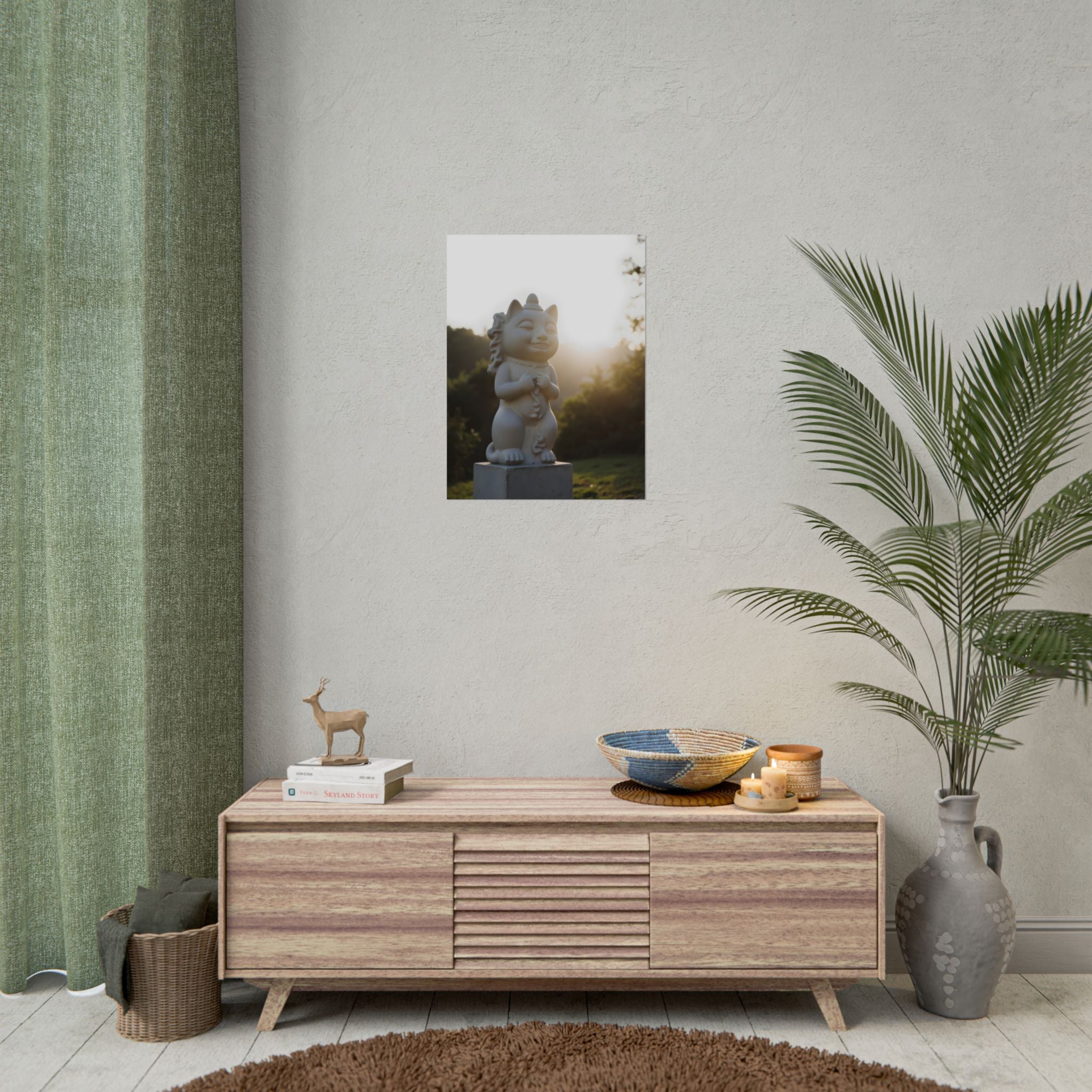 Sunlit Lucky Cat Wall Art - Poster