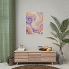 Abstract Swirl Poster - Peach & Lavender Fluid Art Rolled Wall Print