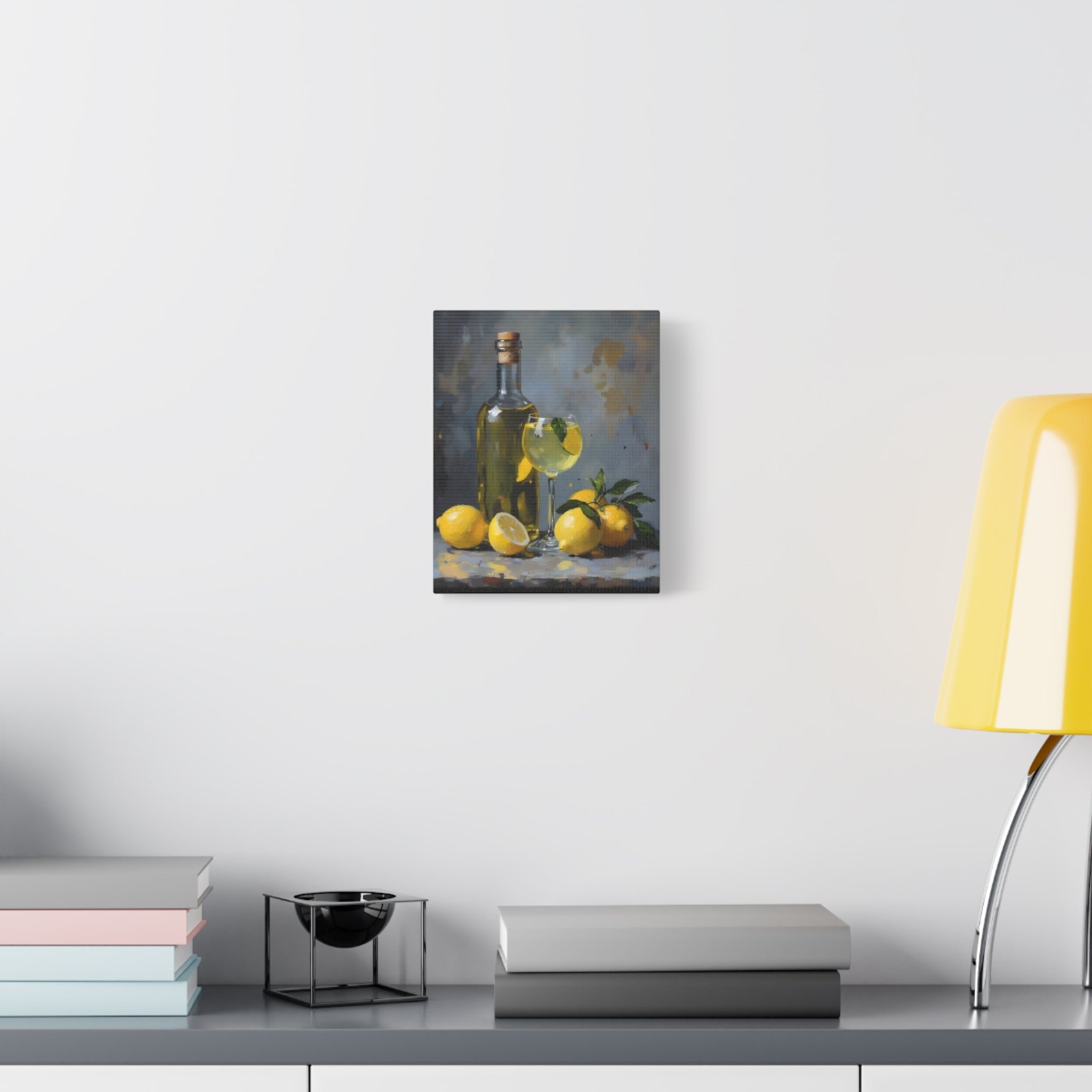 Limoncello with lemons Still Life Matte Canvas Wall Art