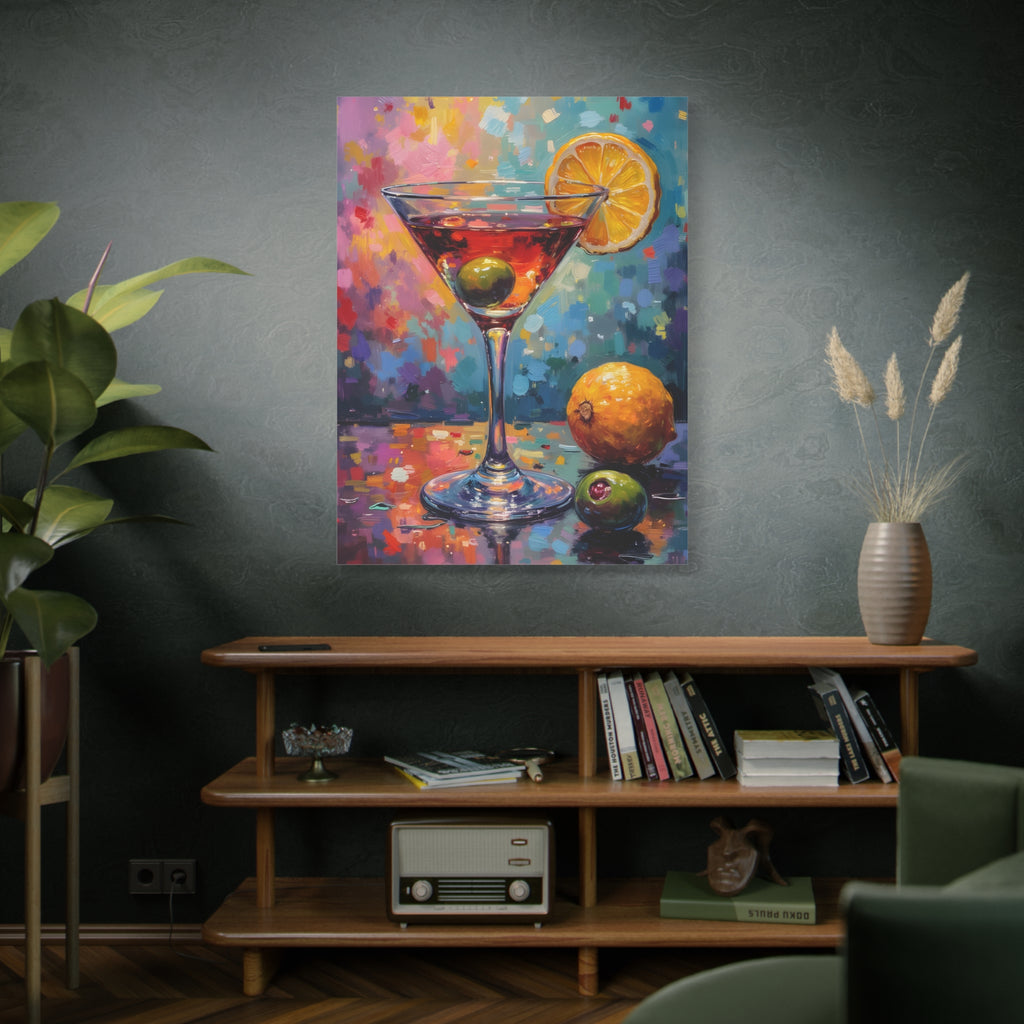 Colourful Martini Glass Matte Canvas Wall Art - Stretched canvas