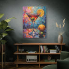 Colourful Martini Glass Matte Canvas Wall Art - Stretched canvas