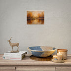 Autumn at the lake with rowboats - Poster