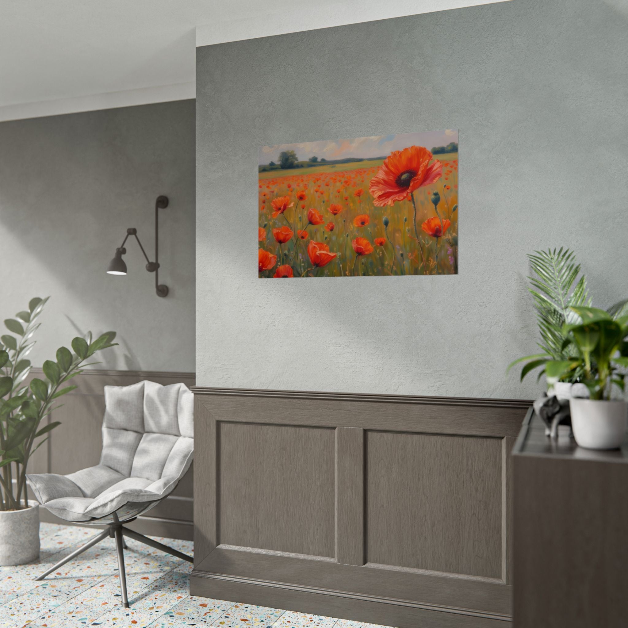 Poppy Field Art Poster - Rolled Floral Wall Print for Home & Office