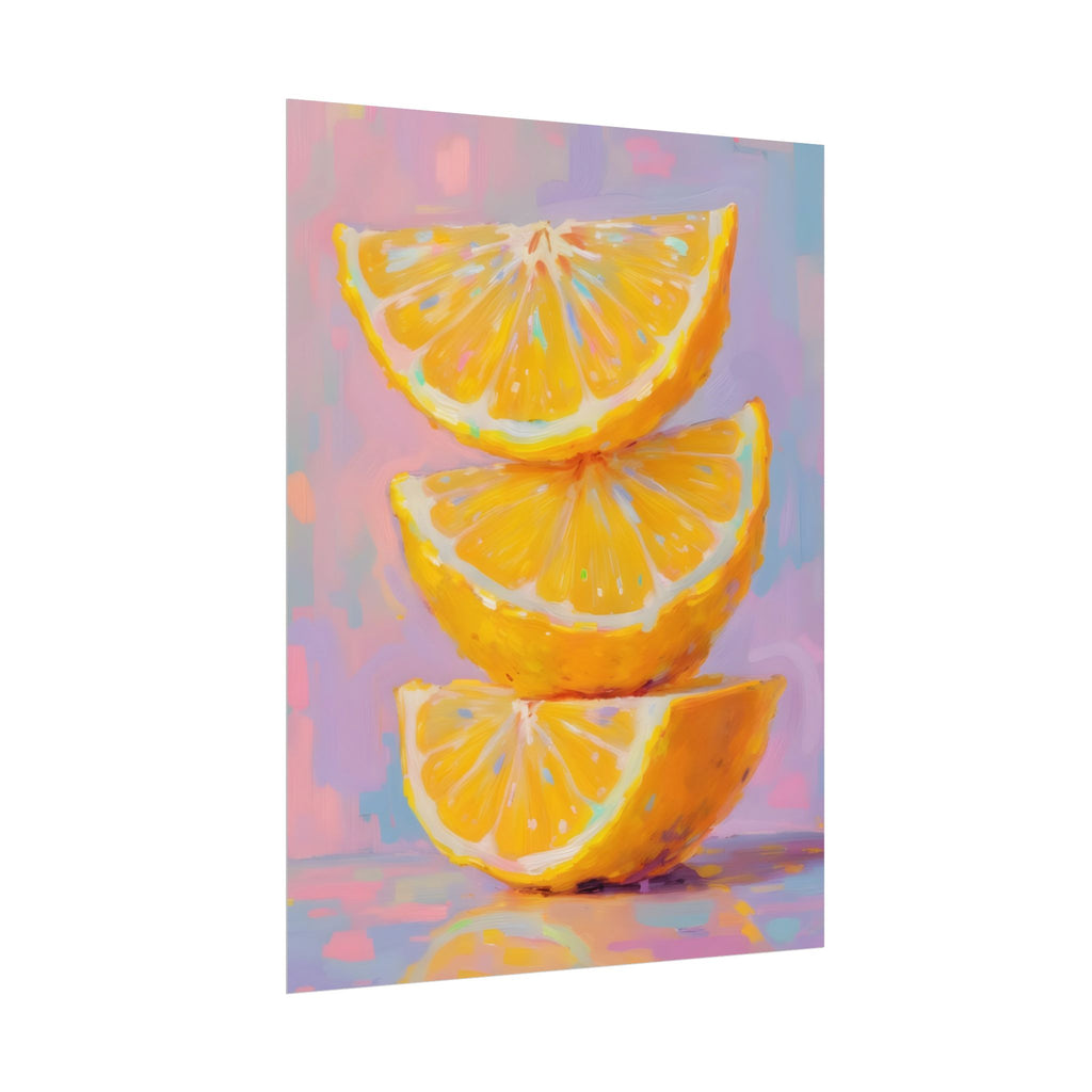 Citrus Slice - Stacked Lemon Wall Art - Stretched Poster