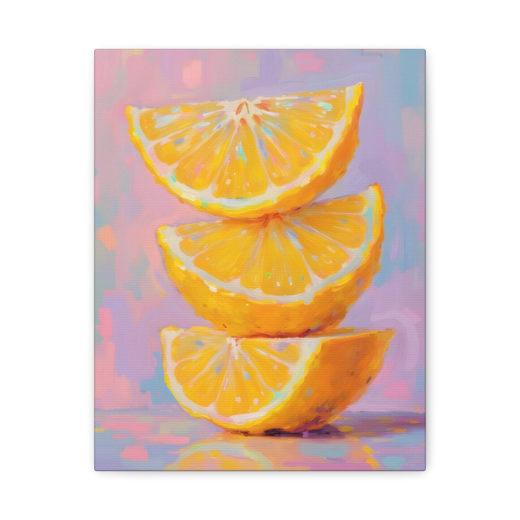 Citrus Slice - Stacked Lemon Wall Art - Stretched Canvas