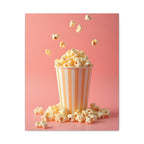 Popcorn with a pink background Wall Art - Stretched Canvas
