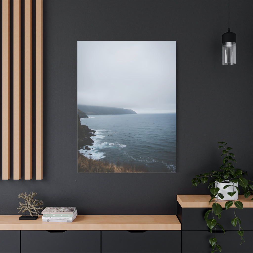 Foggy Coastal Cliff Wall Art  - Stretched Canvas