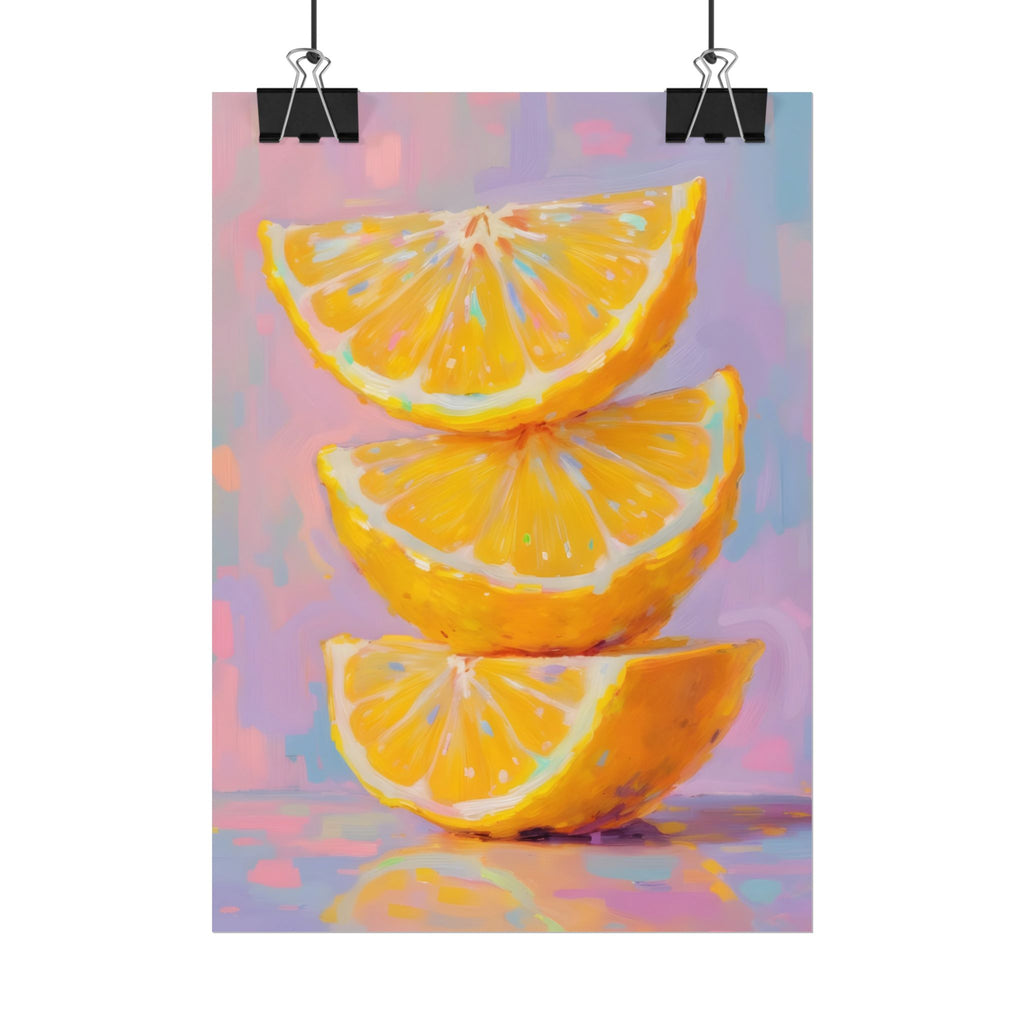 Citrus Slice - Stacked Lemon Wall Art - Stretched Poster