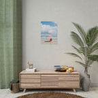 Sun-drenched beach memory with beach chair and umbrella - Poster