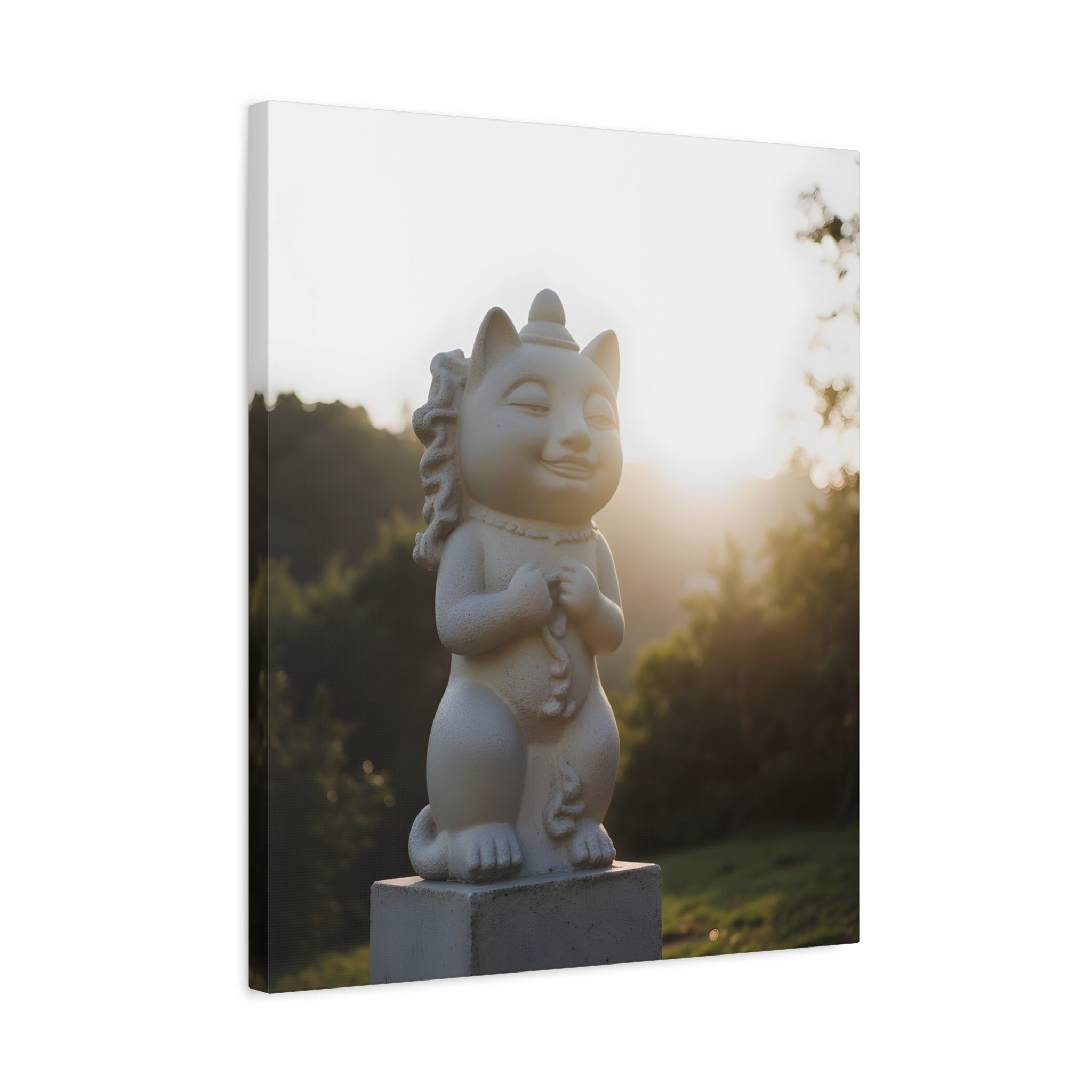 Sunlit Lucky Cat Wall Art - Stretched Canvas