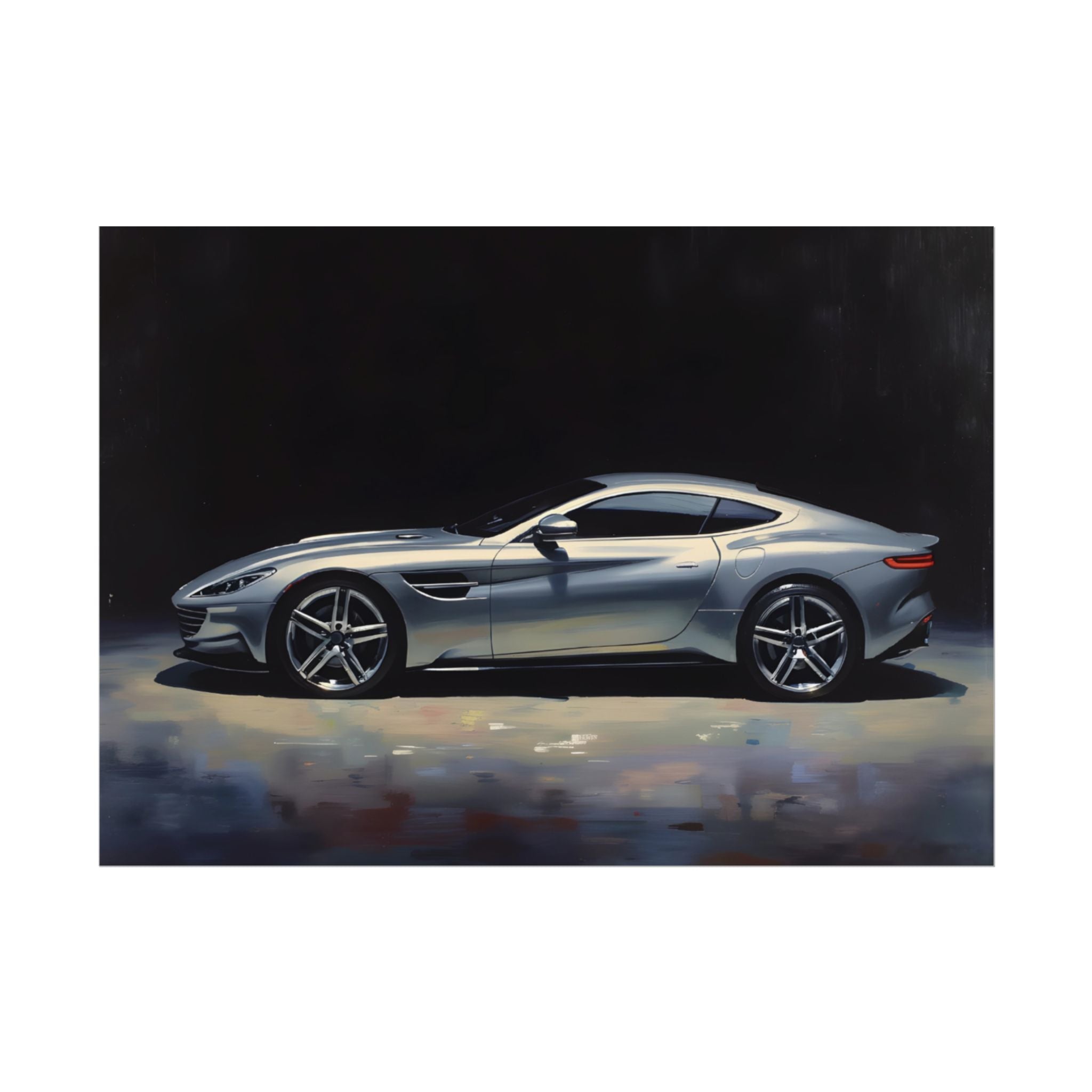 Sportwagen Poster - Zilveren GT Automotive Kunstprint (Opgerolde Poster)