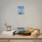 Sailing boat on calm water with pink accents - Poster