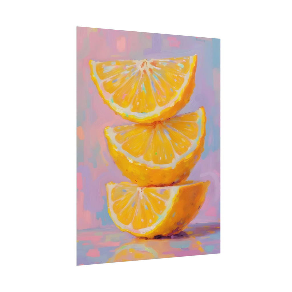 Citrus Slice - Stacked Lemon Wall Art - Stretched Poster
