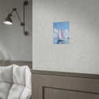 Sailing boat on calm water with pink accents - Poster